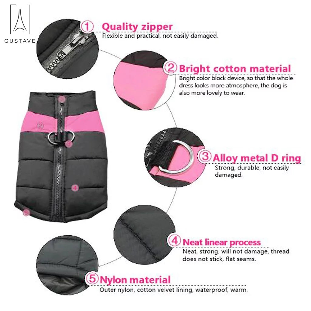 Waterproof Warm Dog Coat for Winter Pet Vest Jacket Clothes for Large Dogs (66Lb-110Lb) "7Xl,Pink"