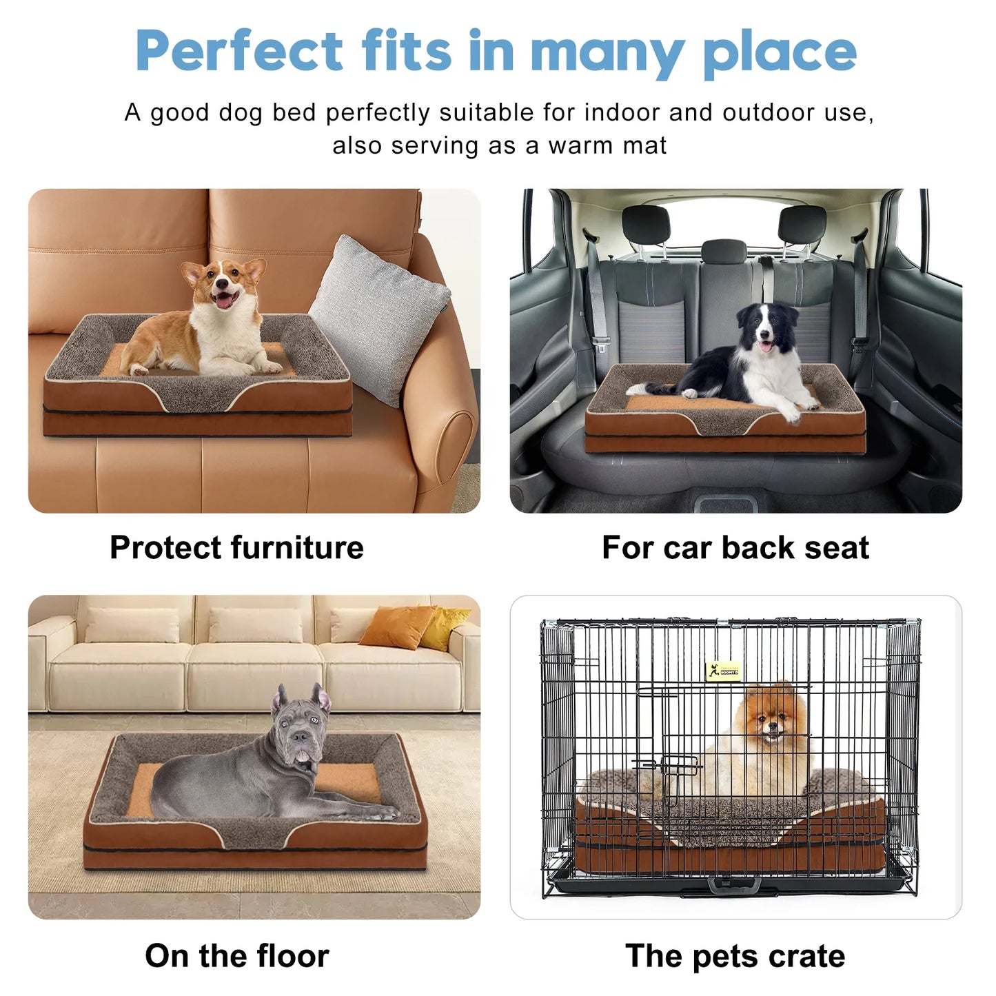 Dog Beds for Medium Sized Dogs Orthopedic Dog Bed Sofa Large Medium Small, Supportive Egg Crate Foam Pet Couch Bed with Removable Washable Cover Non Skid Bottom, M, Grey